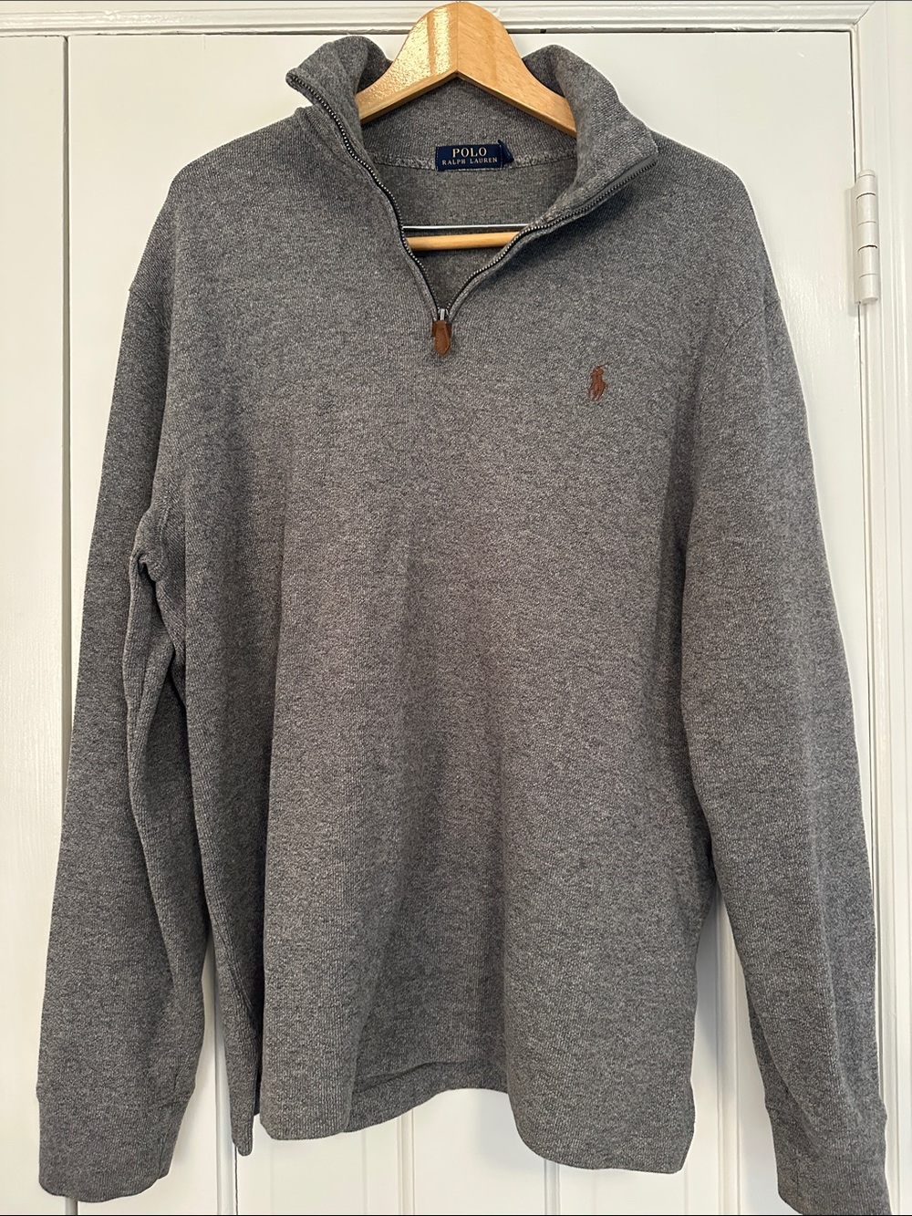 Polo by Ralph Lauren Gray Zip-Up Sweater Large